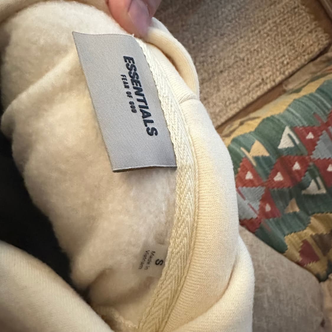 에센셜 크림색 후디 사이즈S(95사이즈) 상품이미지3