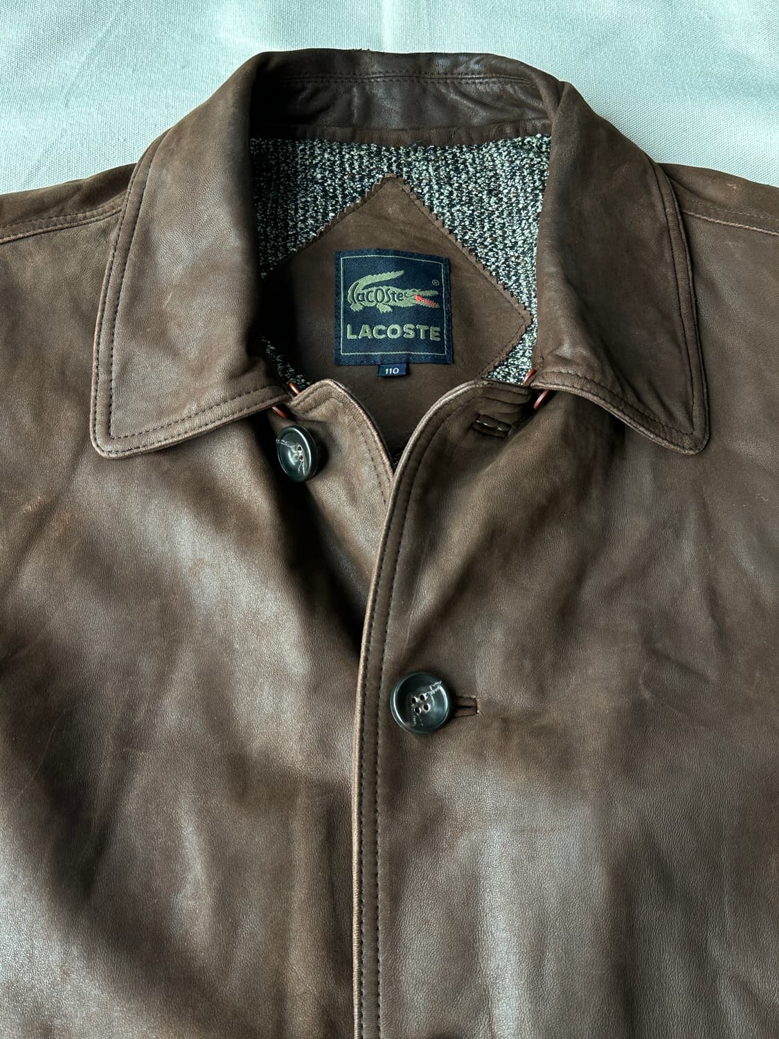라코스테 90s 양가죽 레더 하프코트 110 오버핏 상품이미지2