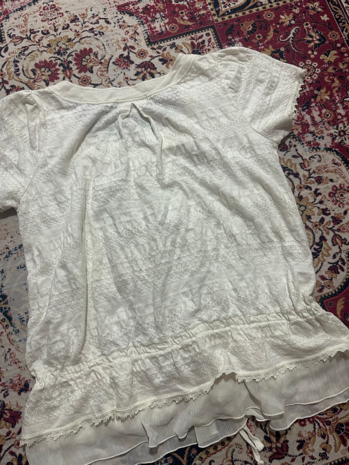 모리 레이스 스트랩 탑 패치 롱 스커트 코디 상품이미지4