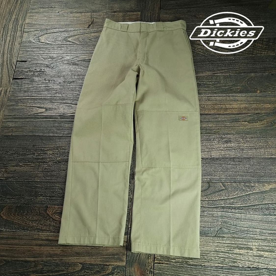 [디키즈] 로고 패치 더블니 와이드 워크 팬츠 베이지 M20064 상품이미지1