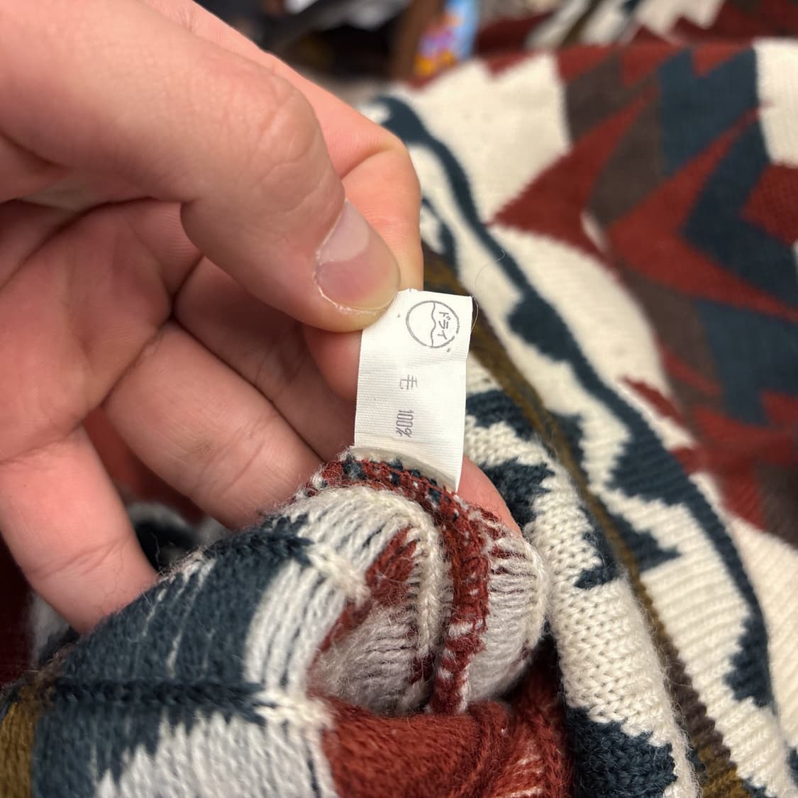 90s 빈티지 자카드 나바호 패턴 헨리넥 울 스웨터 상품이미지6