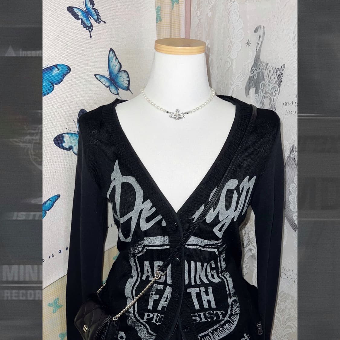 블랙 펑크 프린트 가디건 상품이미지6
