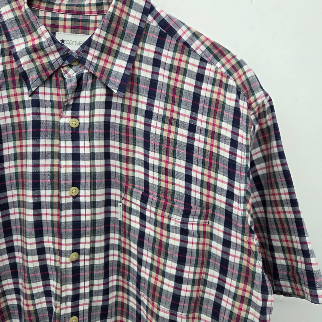 컨버스 체크 반팔 셔츠 남성L 상품이미지3