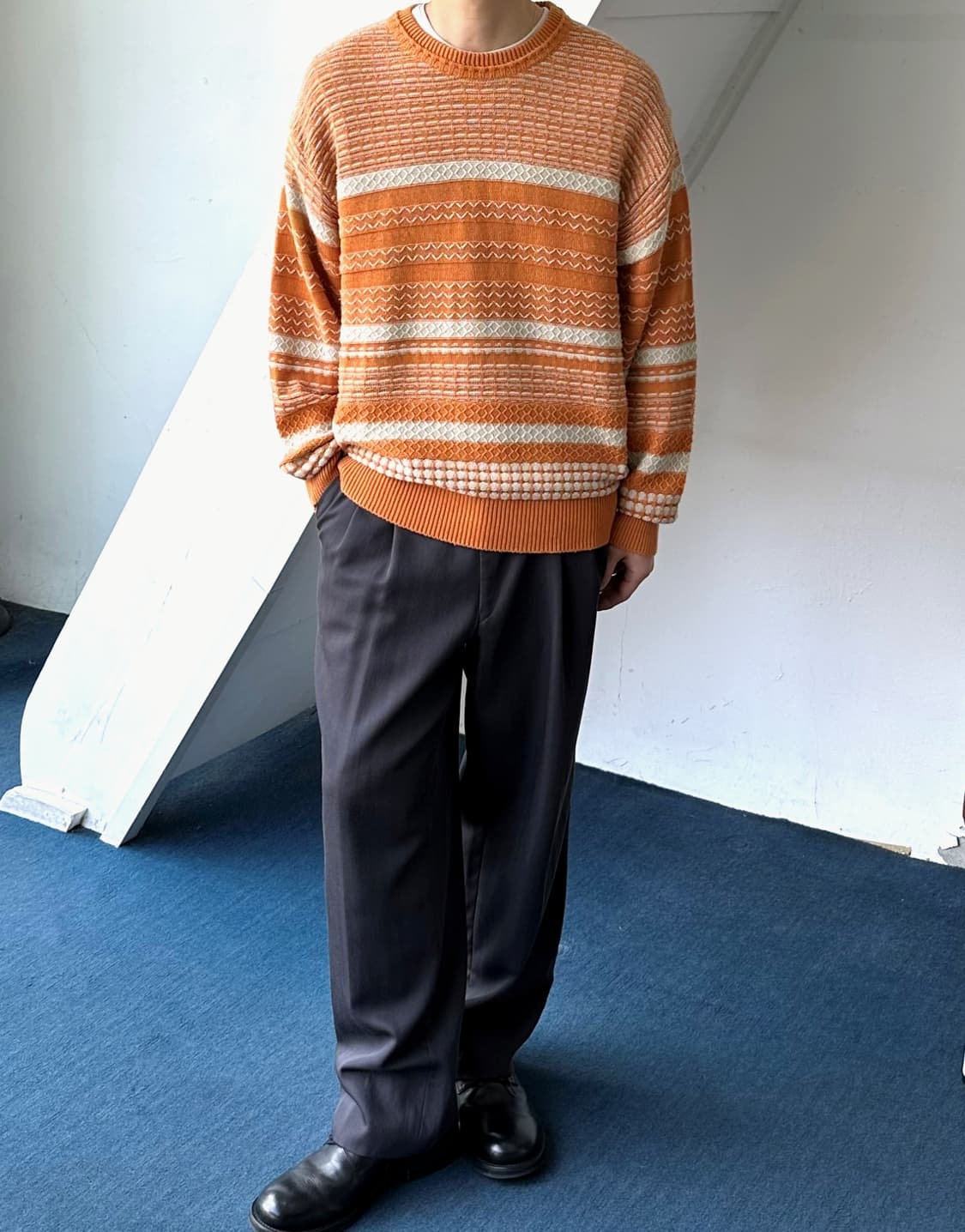 Multi patterned stitch crew neck knit 상품이미지4