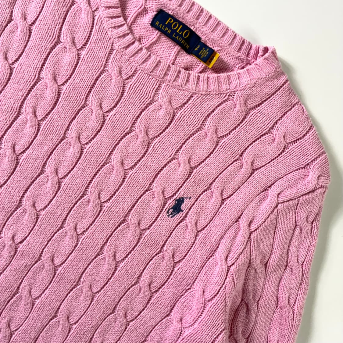 Polo  폴로 랄프로렌 신형 자수 핑크 꽈배기 니트  상품이미지3