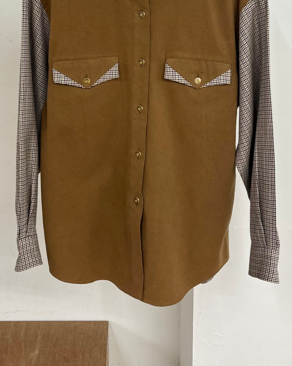 발렌티노 브라운 웨스턴 체크 셔츠 상품이미지5