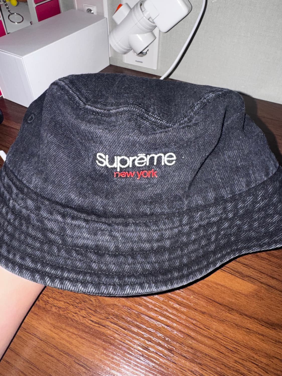 슈프림 데님 블랙 모자 상품이미지1