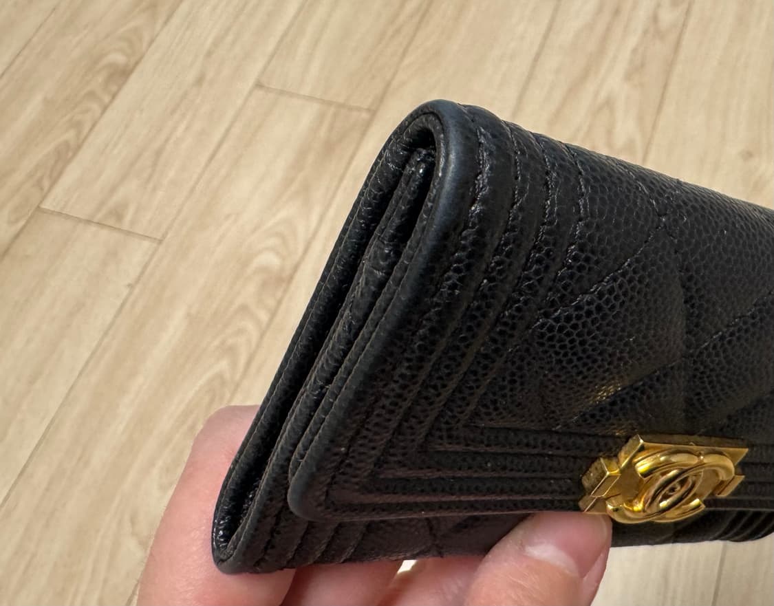샤넬 보이 똑딱이 카드지갑 캐비어 블랙금장 30번대 상품이미지7