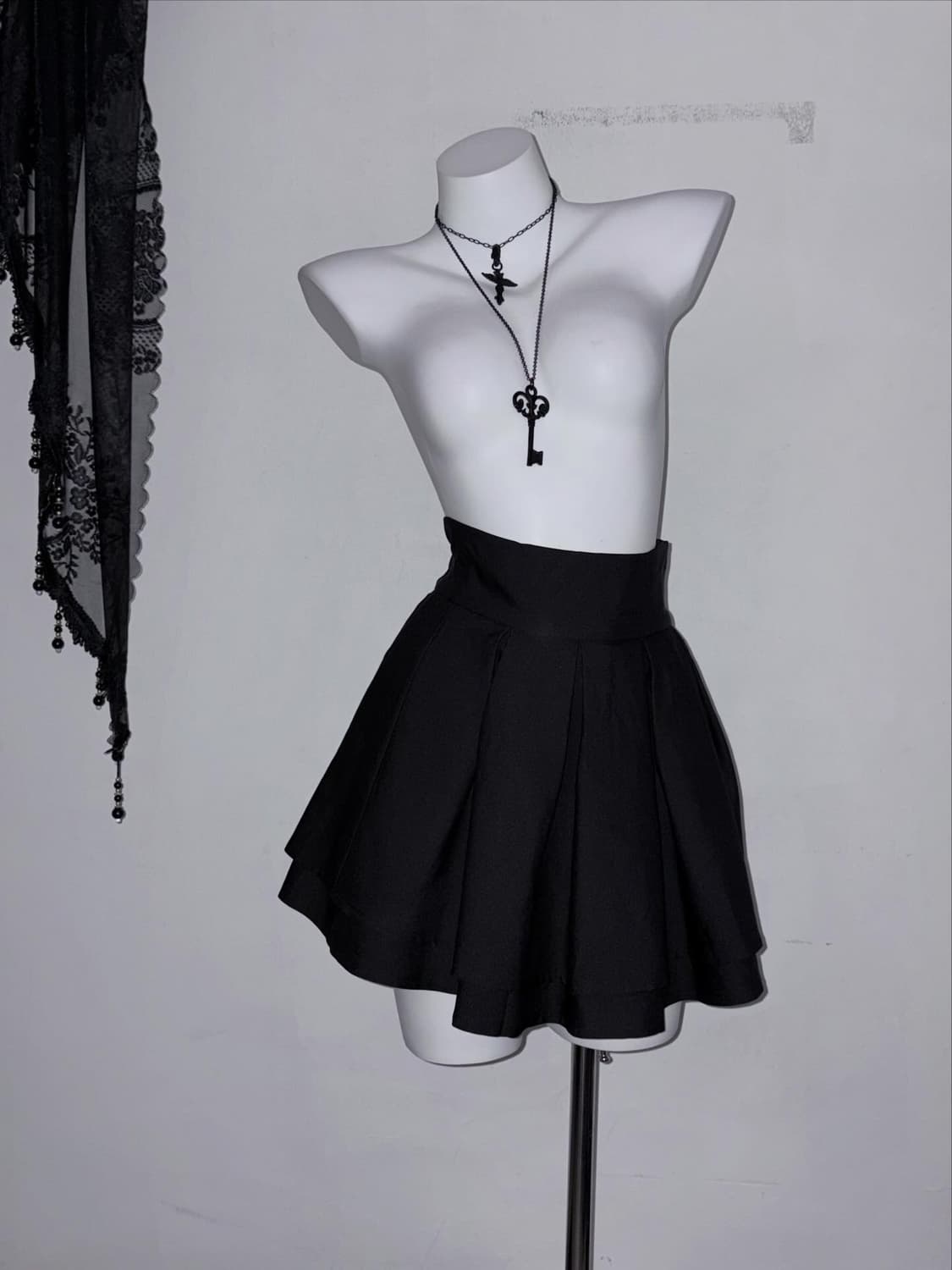 다크로맨틱 고스 코디세트 4피스 - 프릴, 시스루, 코르셋, 벨벳 상품이미지7