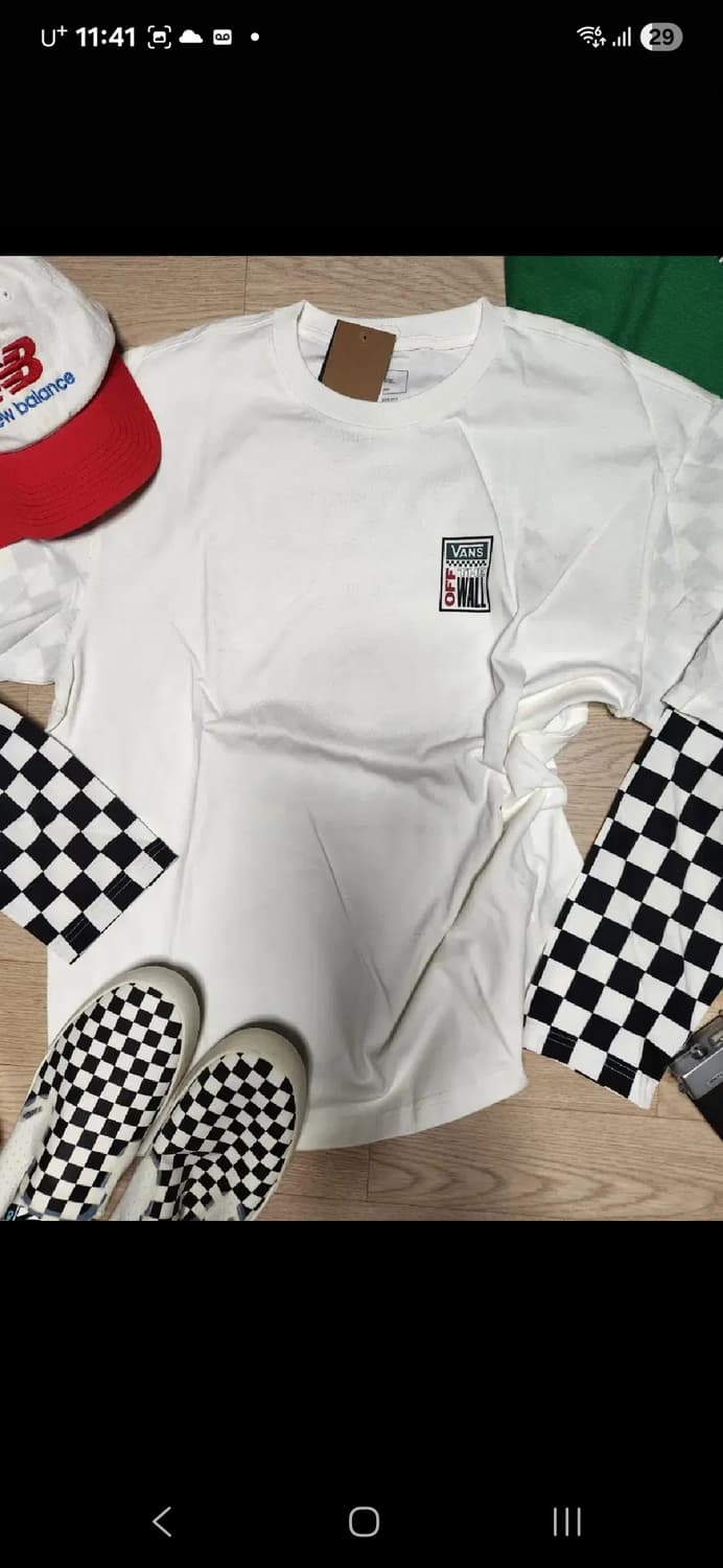 (새상품)VANS 오버핏 체커보드 긴팔 슬리브 티셔츠 상품이미지4