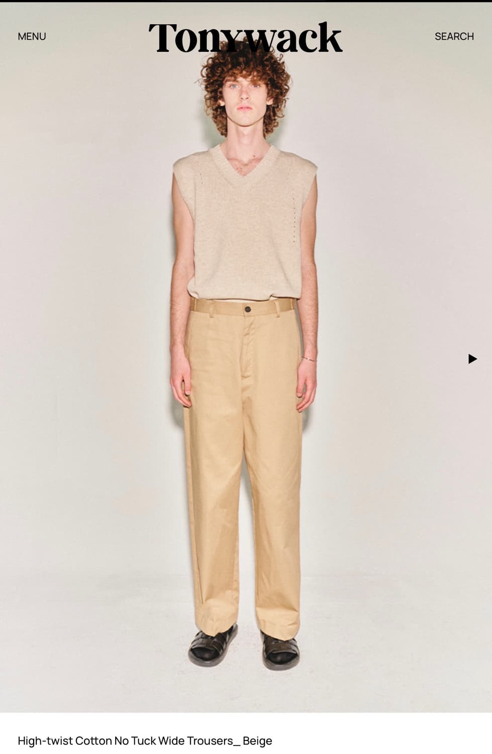 토니웩 코튼 와이드 트라우저 베이지 32 상품이미지4