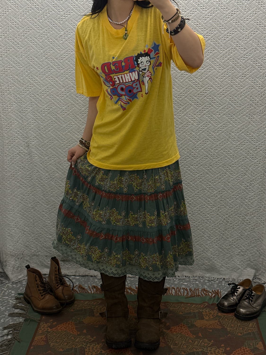 베티붑 빈티지 올드스쿨 레트로 90's 키치 프린팅 반팔티 K0164 상품이미지2