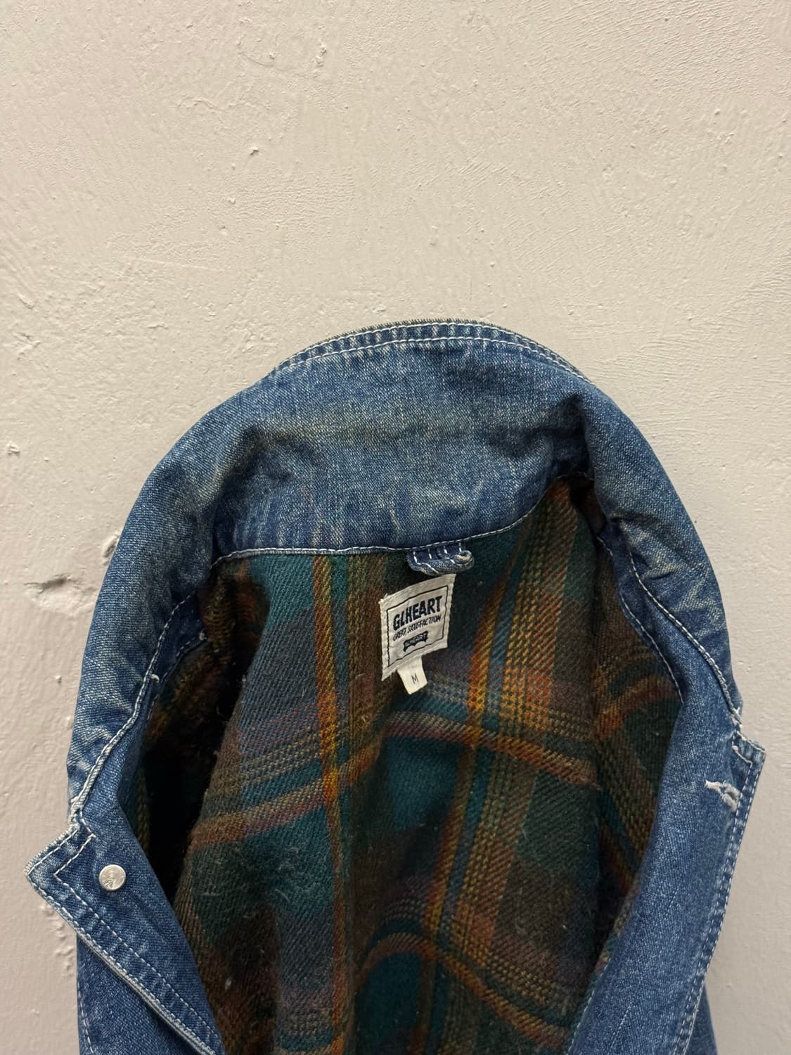 M) 90s Denim Chore Plaid Blanket Lining 상품이미지9