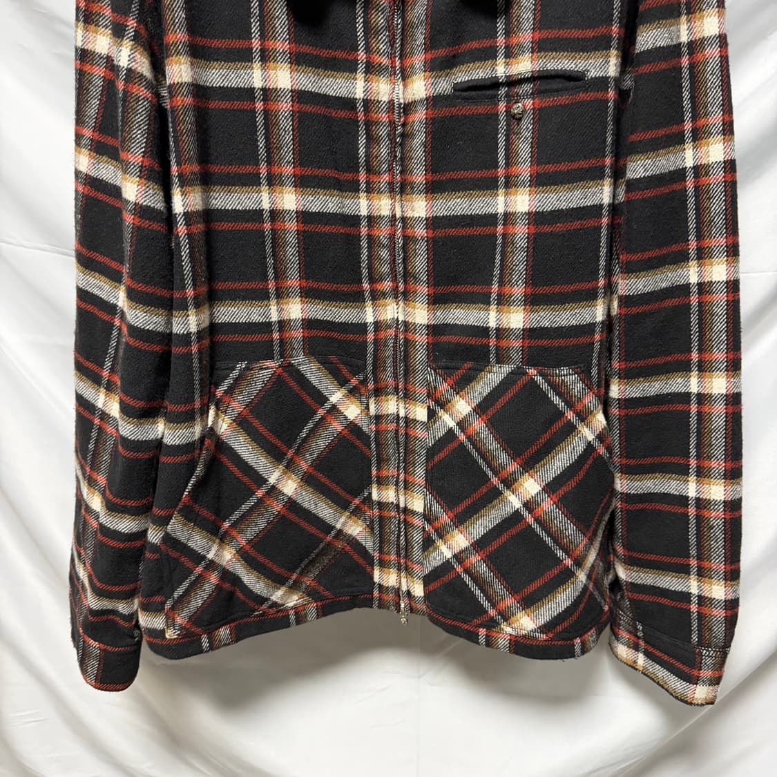 [S+급/2XL] 크롬하츠 체크 무늬 플란넬 퍼 카라 집업 자켓 상품이미지3