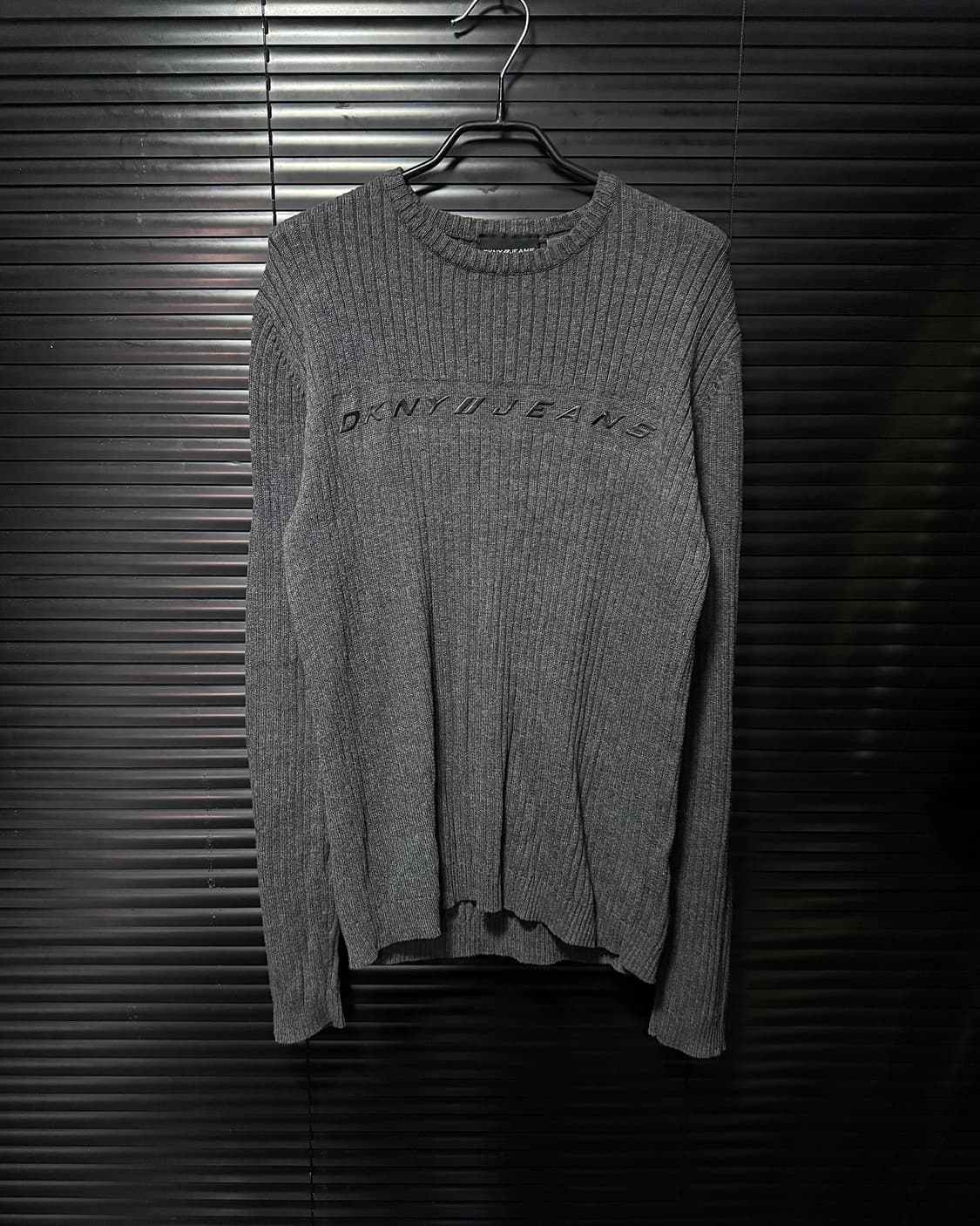 DKNY 도나카란 차콜 회색 쥐색 골지 니트 티 블랙 고스 펑크 락시크 상품이미지3