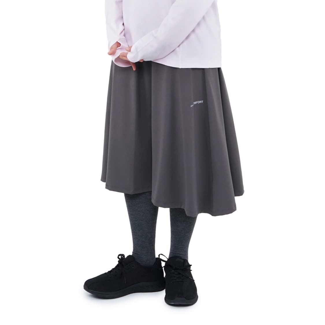 지초이 컴포트 25-003 FLARED MIDI SKIRT (ASH) 상품이미지1