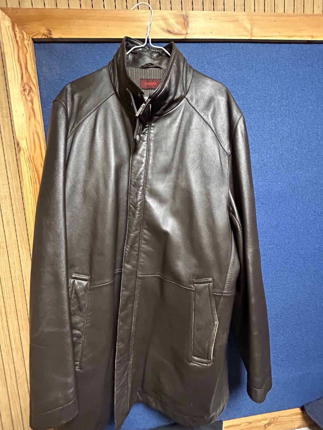 블랙 양가죽 레더 코트 상품이미지4