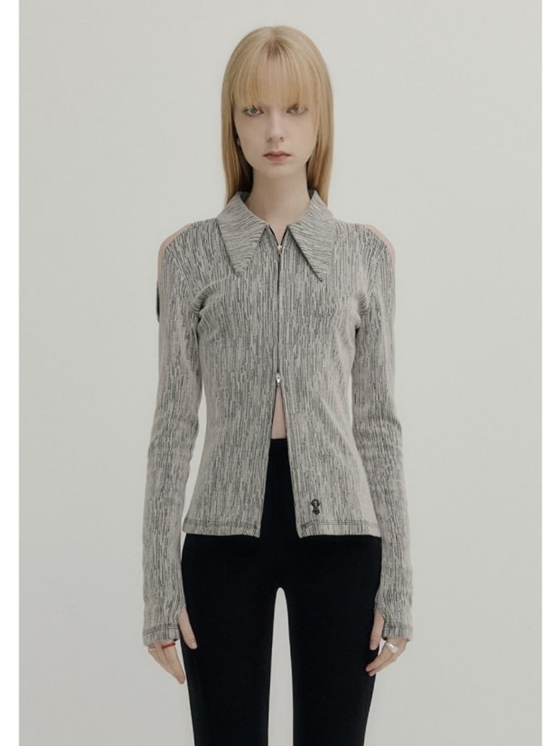 YUSE 유즈 - 컷아웃 집업 (멀티화이트) 상품이미지1