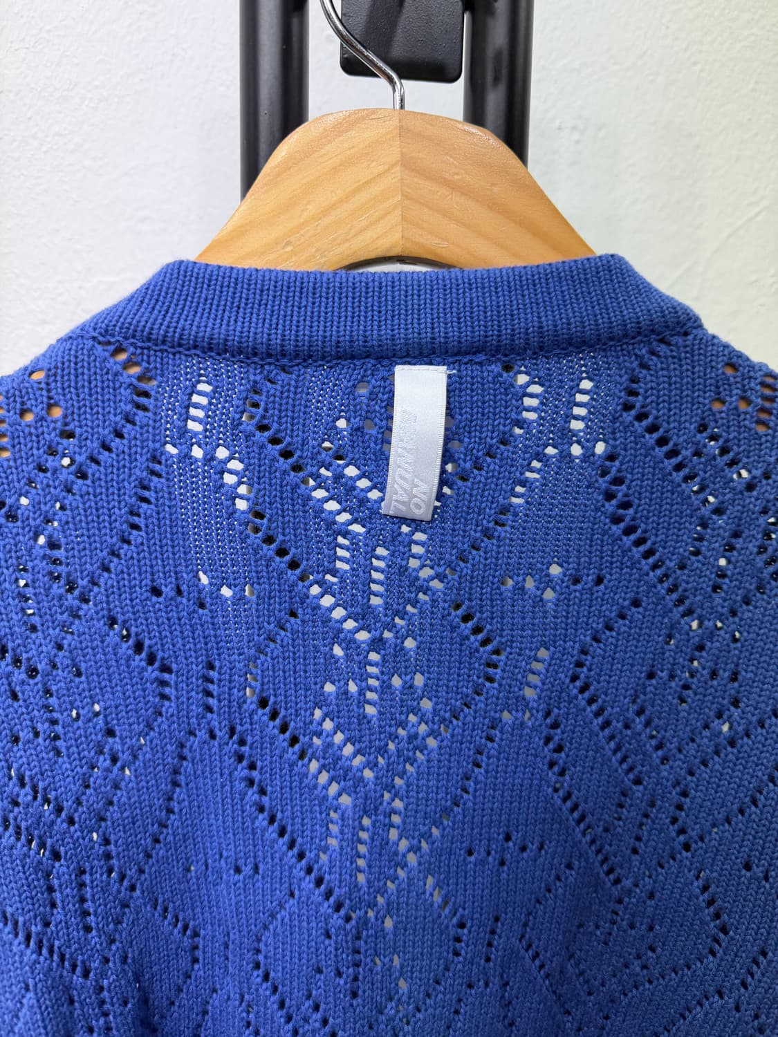 정품) 노매뉴얼 25ss 블루 아가일 니트 가디건 L 상품이미지5