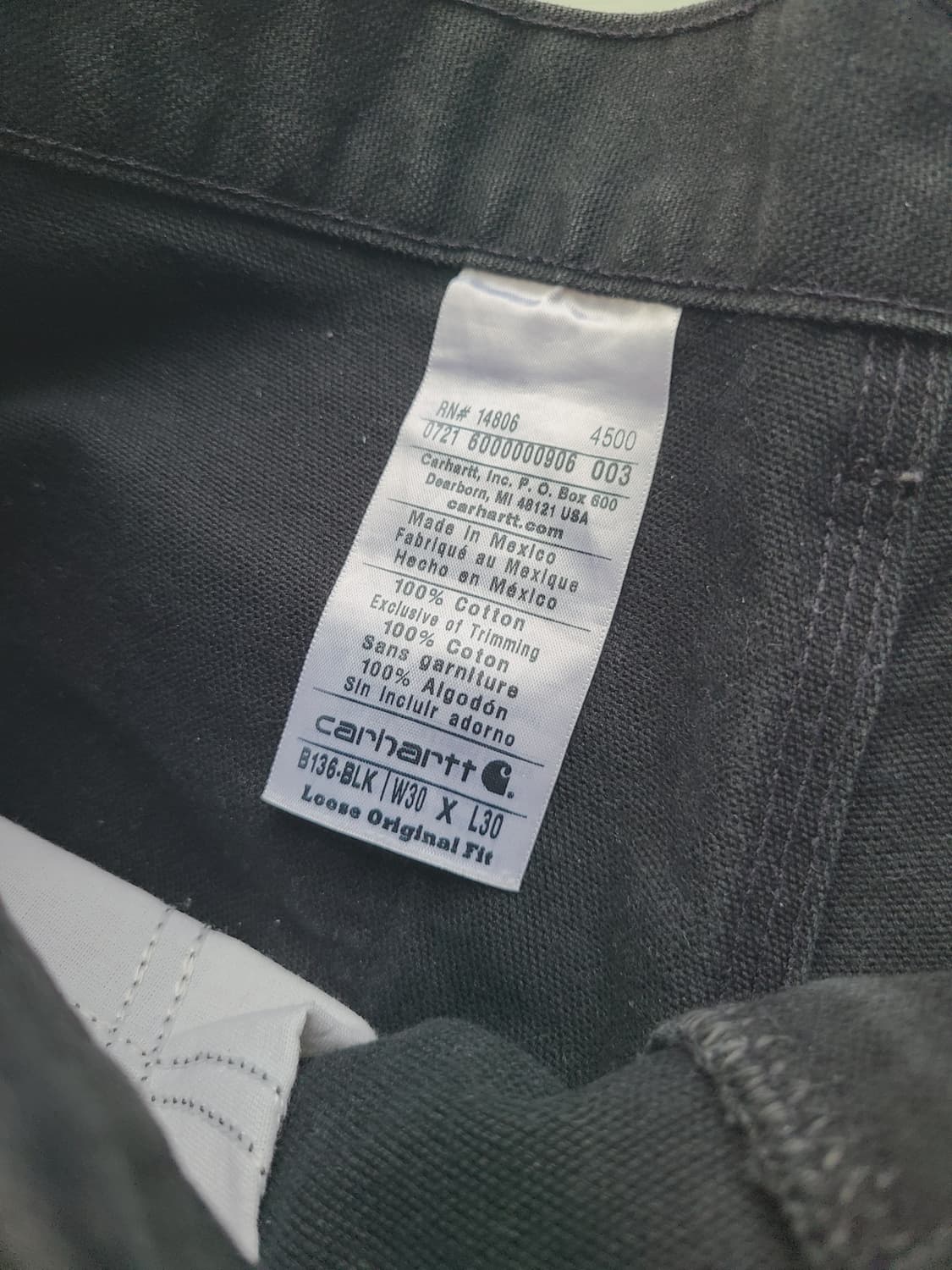 칼하트 b136 blk 블랙 더블니 (30×30) 상품이미지3