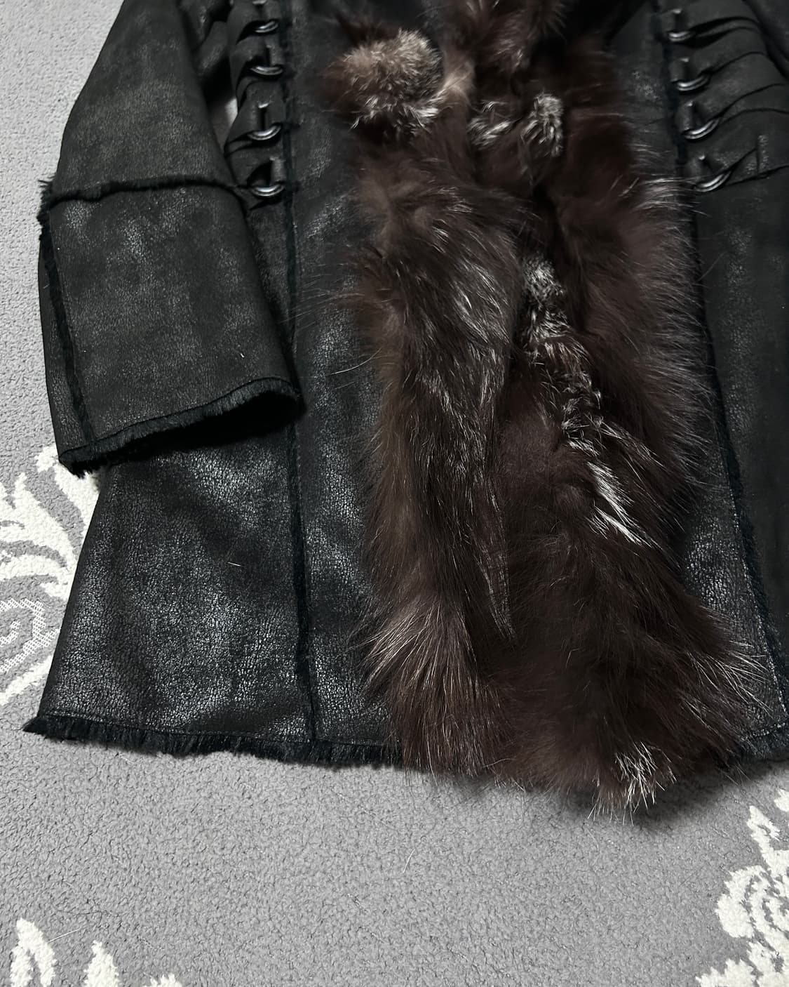 Yetts 여우 털 스웨이드 롱코트 상품이미지4