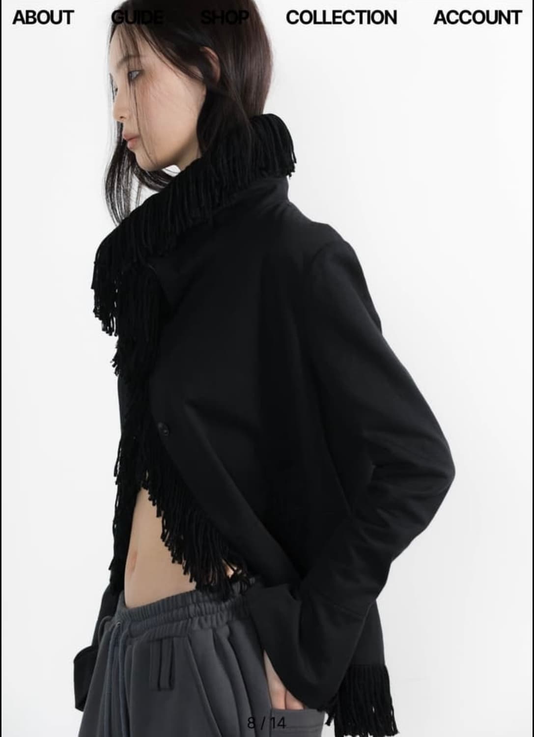 wet tag/high neck fringe jacket (black) 상품이미지2