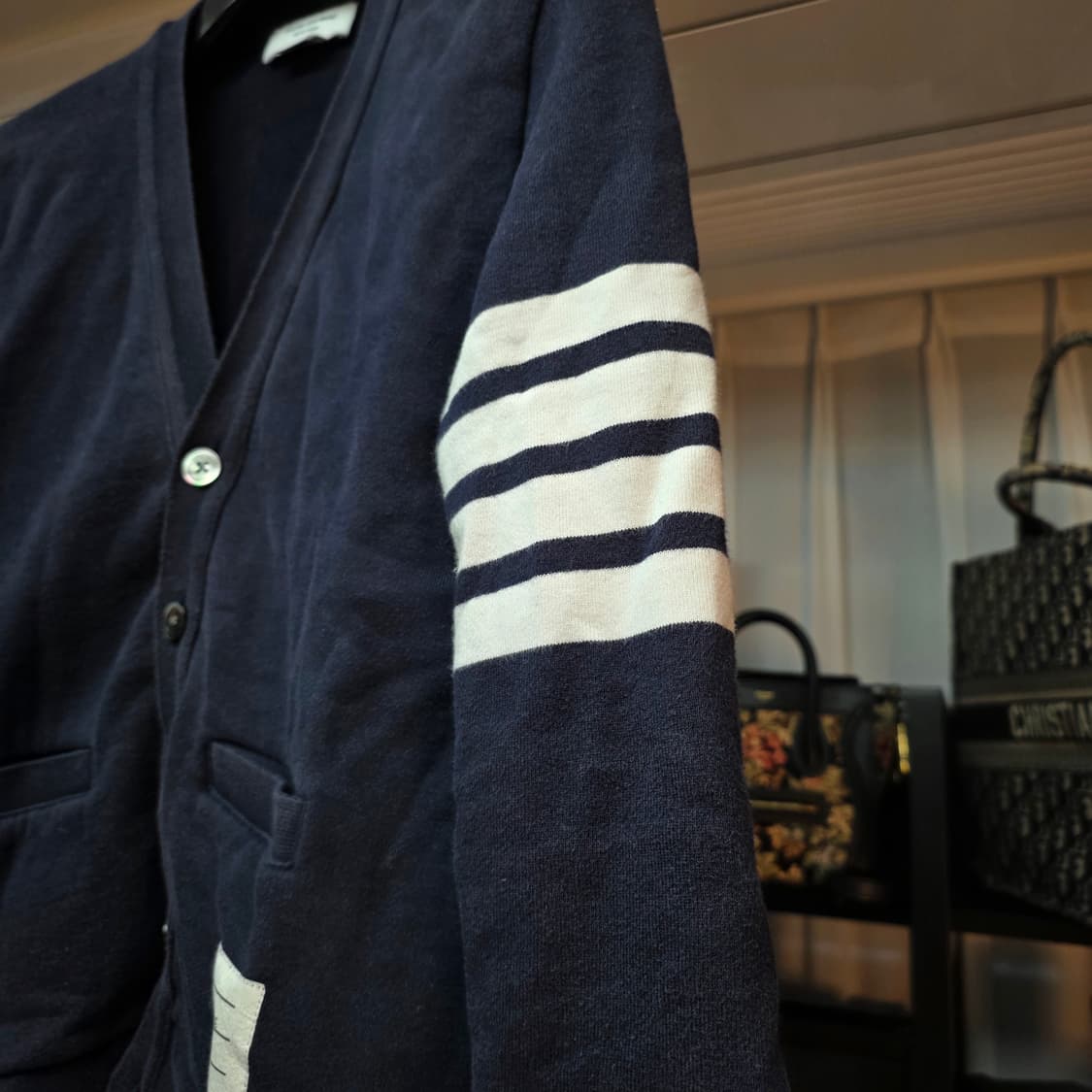 {클로젯}[2][오케이몰 정품]톰브라운 네이비 코튼 가디건 상품이미지3