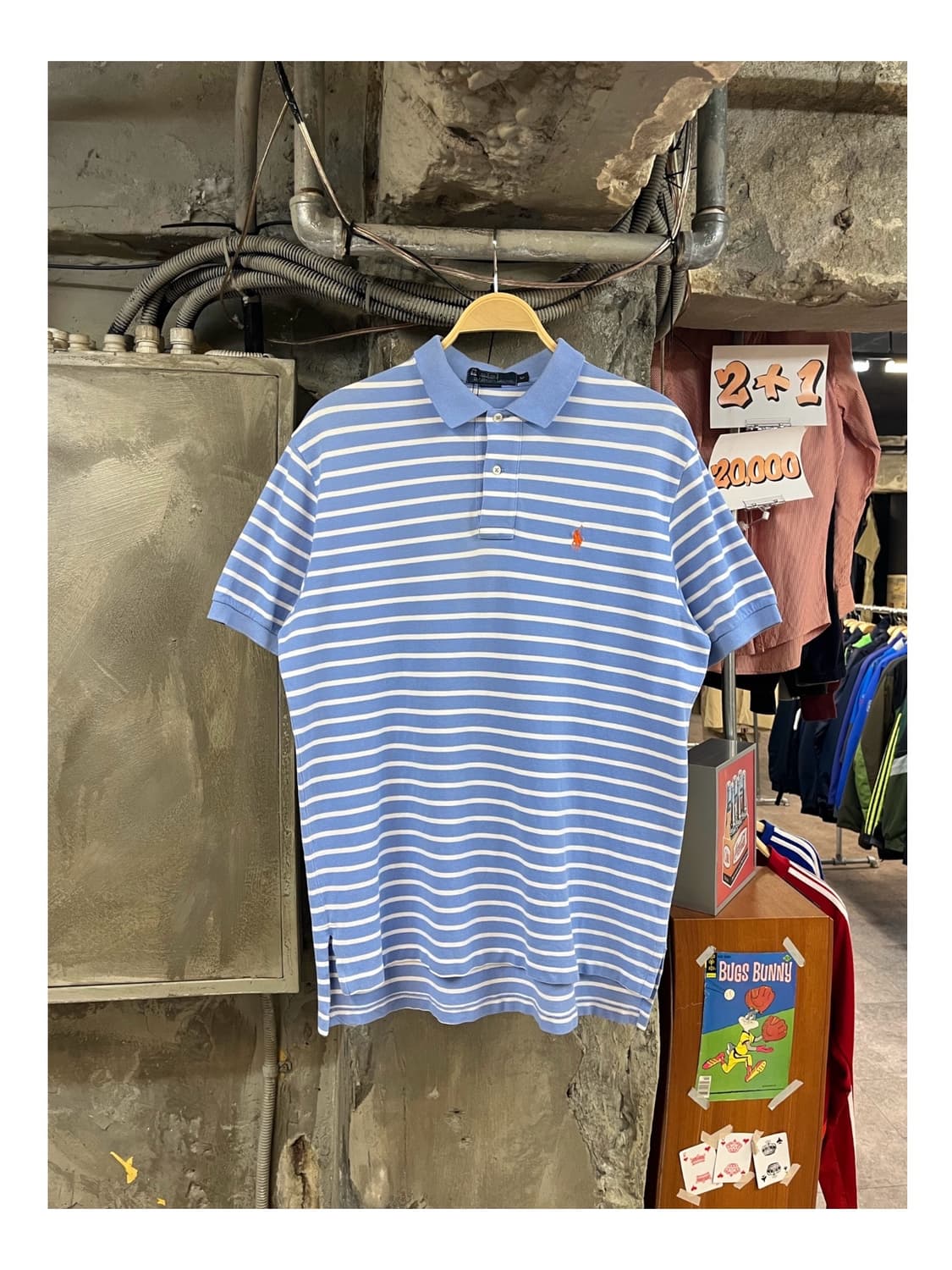 폴로 랄프로렌 스트라이프 반팔 카라티 스카이블루 M #csz3154 상품이미지1