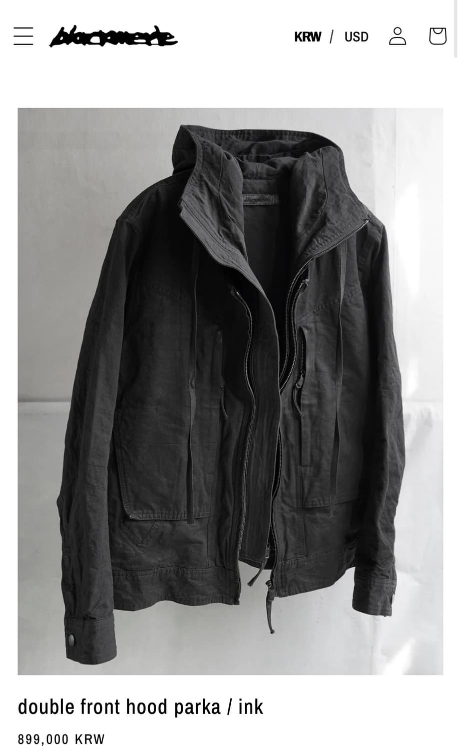 블랙멀 25FW 더블 프론트 후드 파카(L사이즈) 상품이미지1