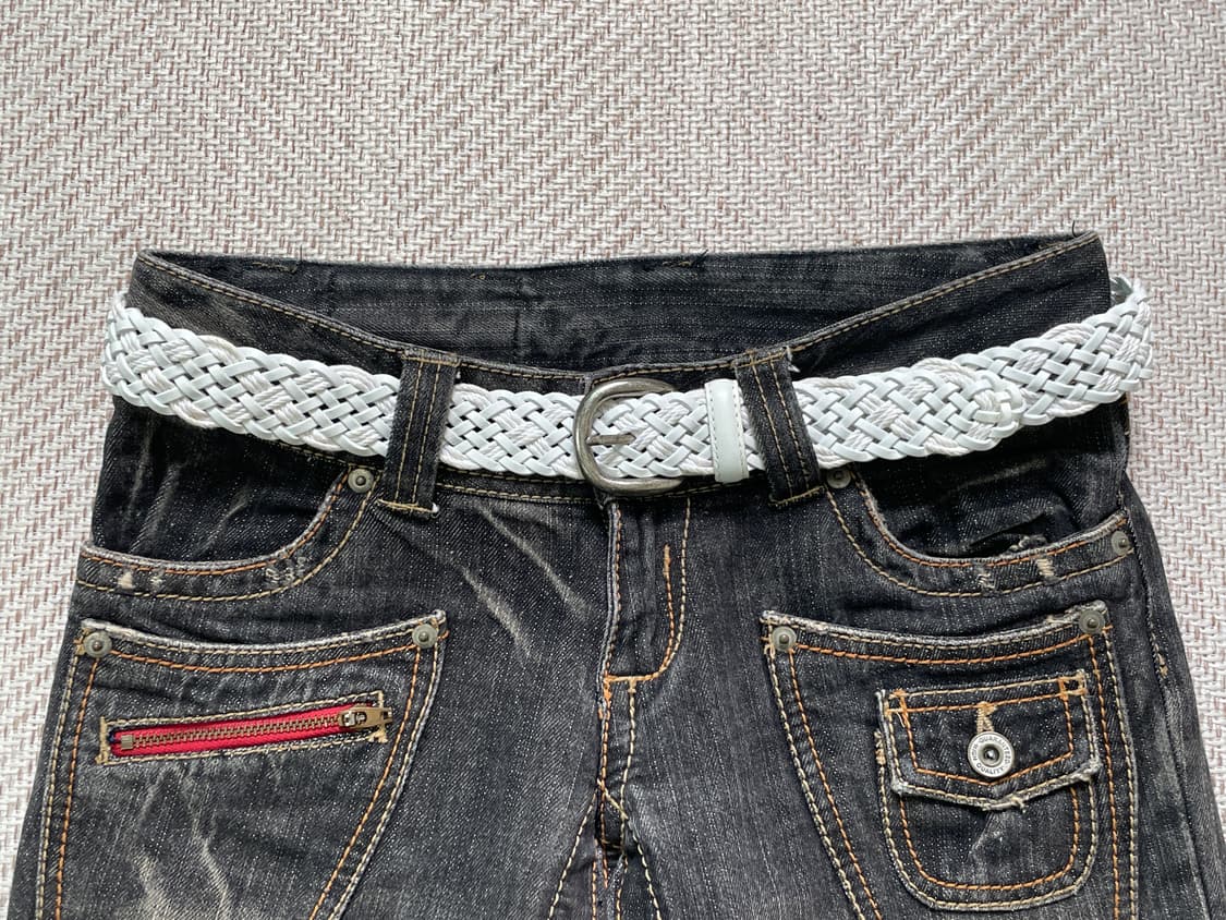 빈티지 화이트 브레이디드 위빙 벨트 상품이미지1