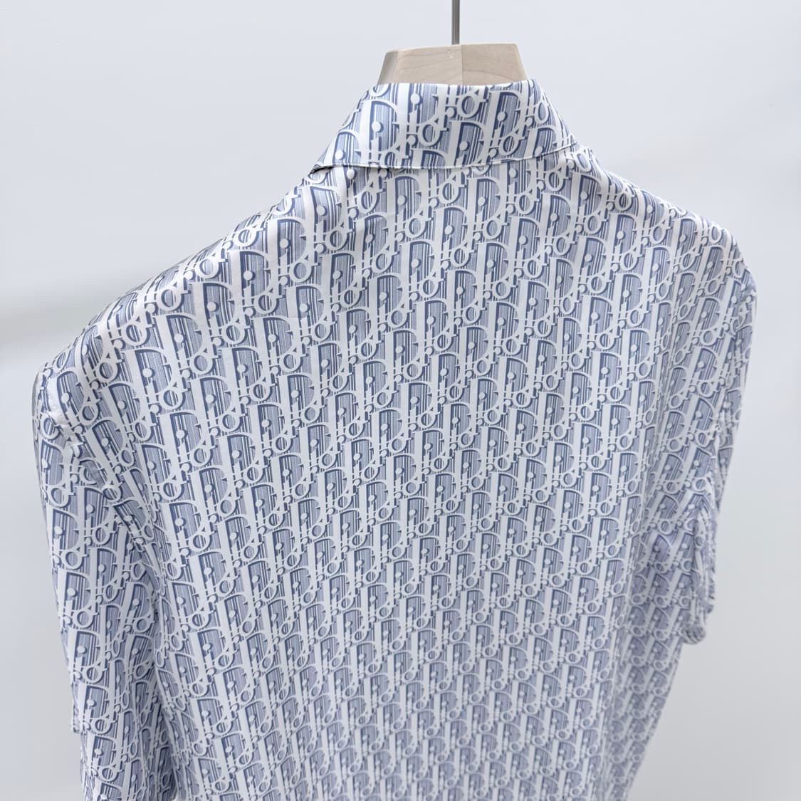 [S+급/38] 디올 오블리크 자카드 실크 반팔 셔츠 블루 상품이미지5