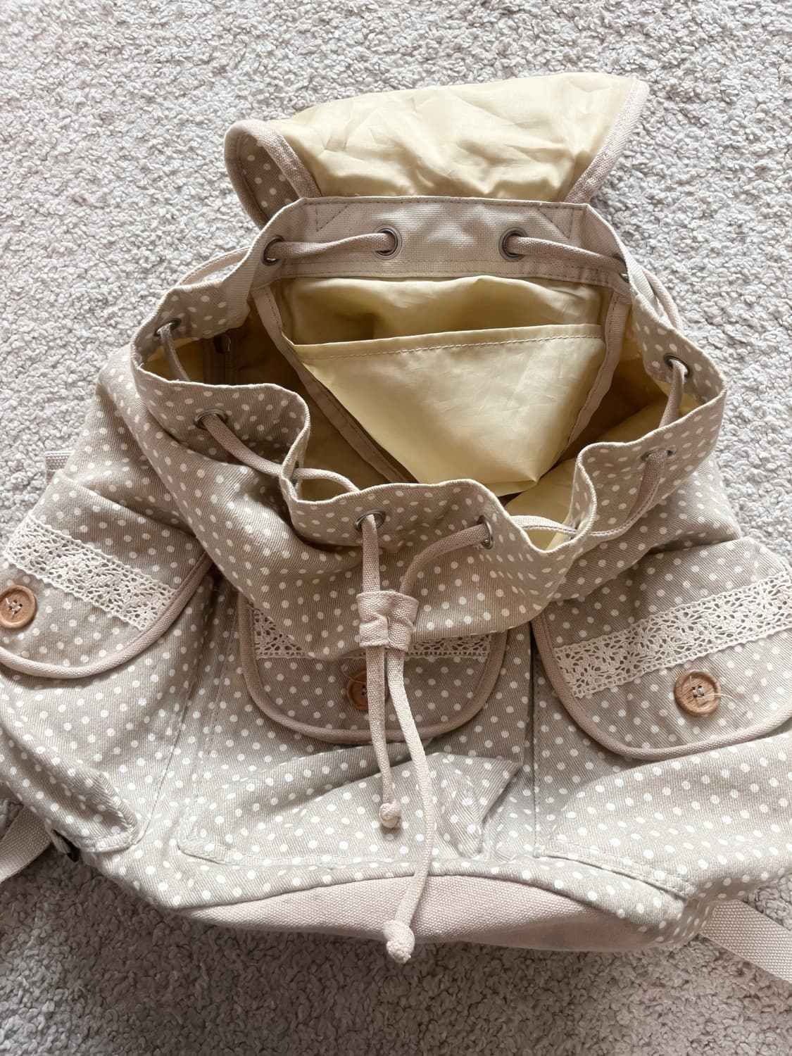 단추코어 땡땡이 도트 레이스 아일렛 모리걸 백팩 가방 배낭 상품이미지6