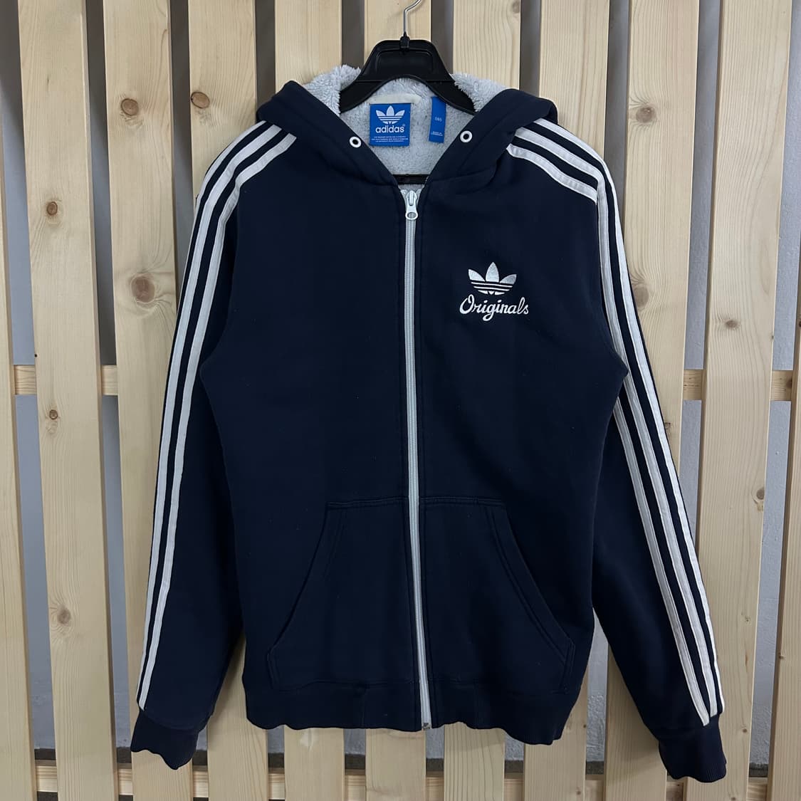 (S) 아디다스 네이비 쉐르파 양털 후드집업 상품이미지1