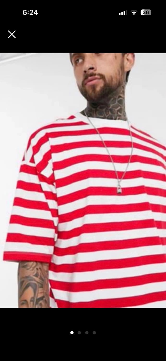 ASOS 오버사이즈 스트라이프 반팔 티셔츠 (M) 상품이미지1