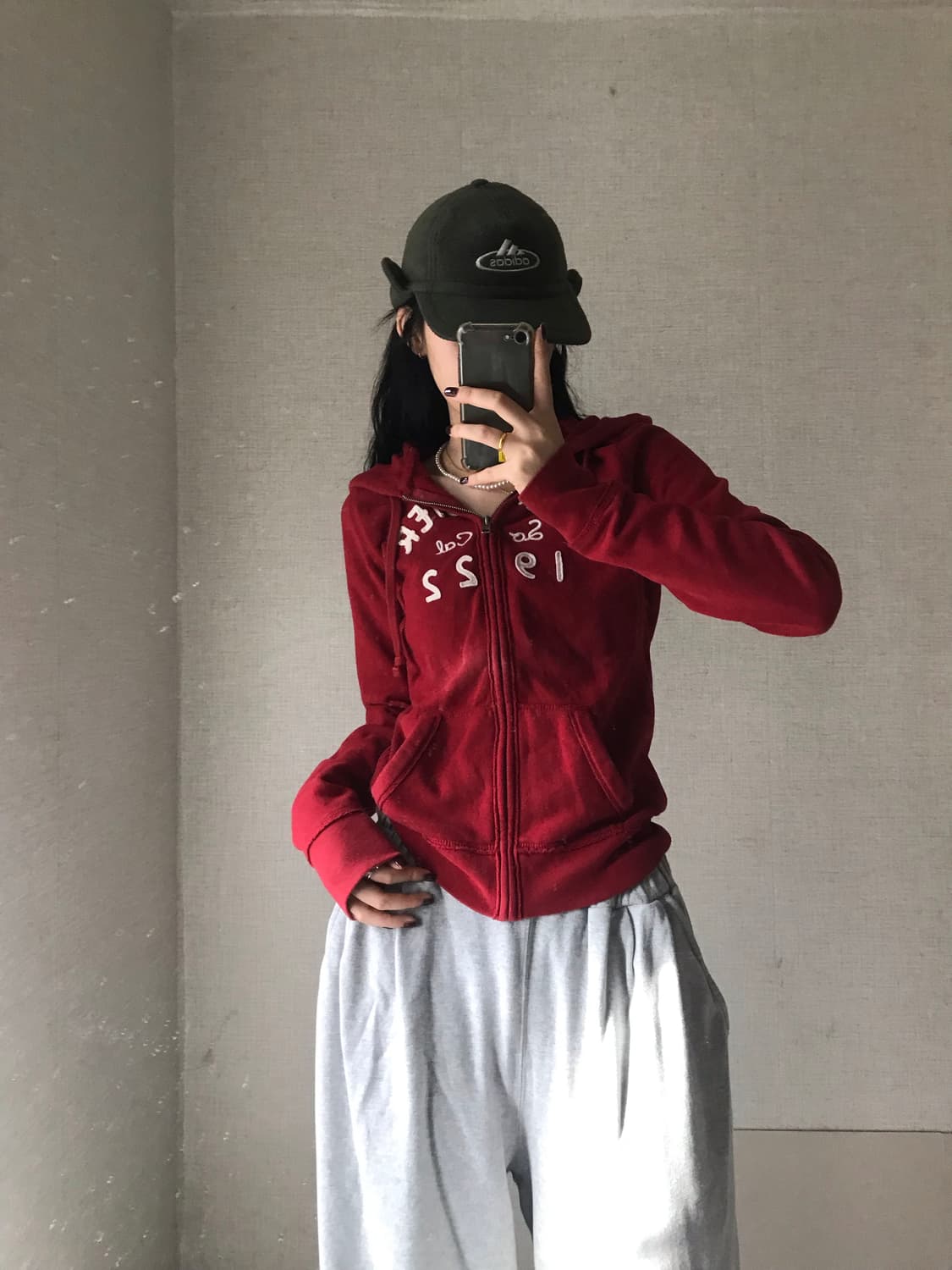 홀리스터 딥레드 슬림핏 후드집업 상품이미지2