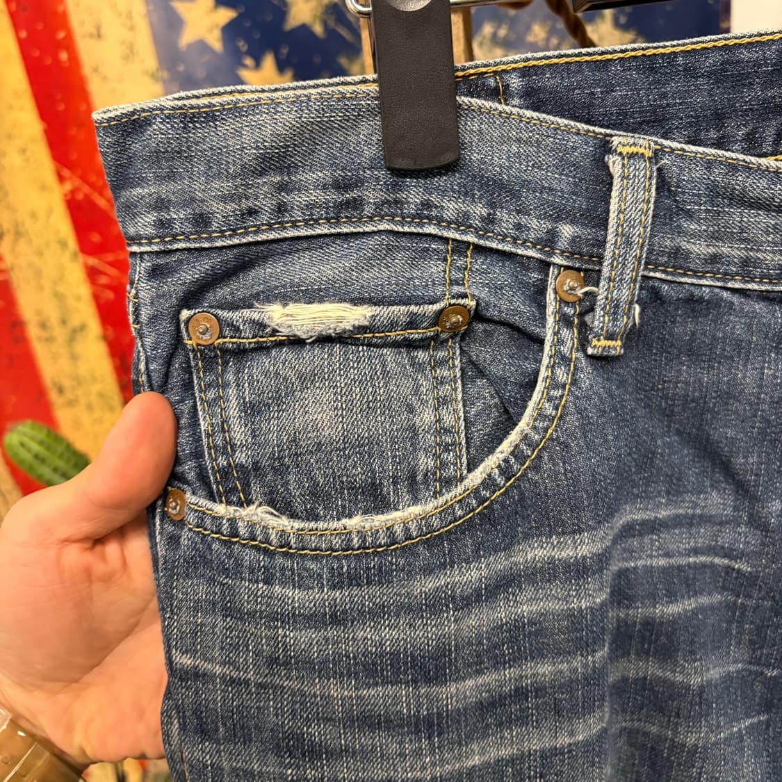 00s 리바이스502 빈티지워싱 캣브러쉬 가죽탭 스트레이트 데님팬츠N81 상품이미지4