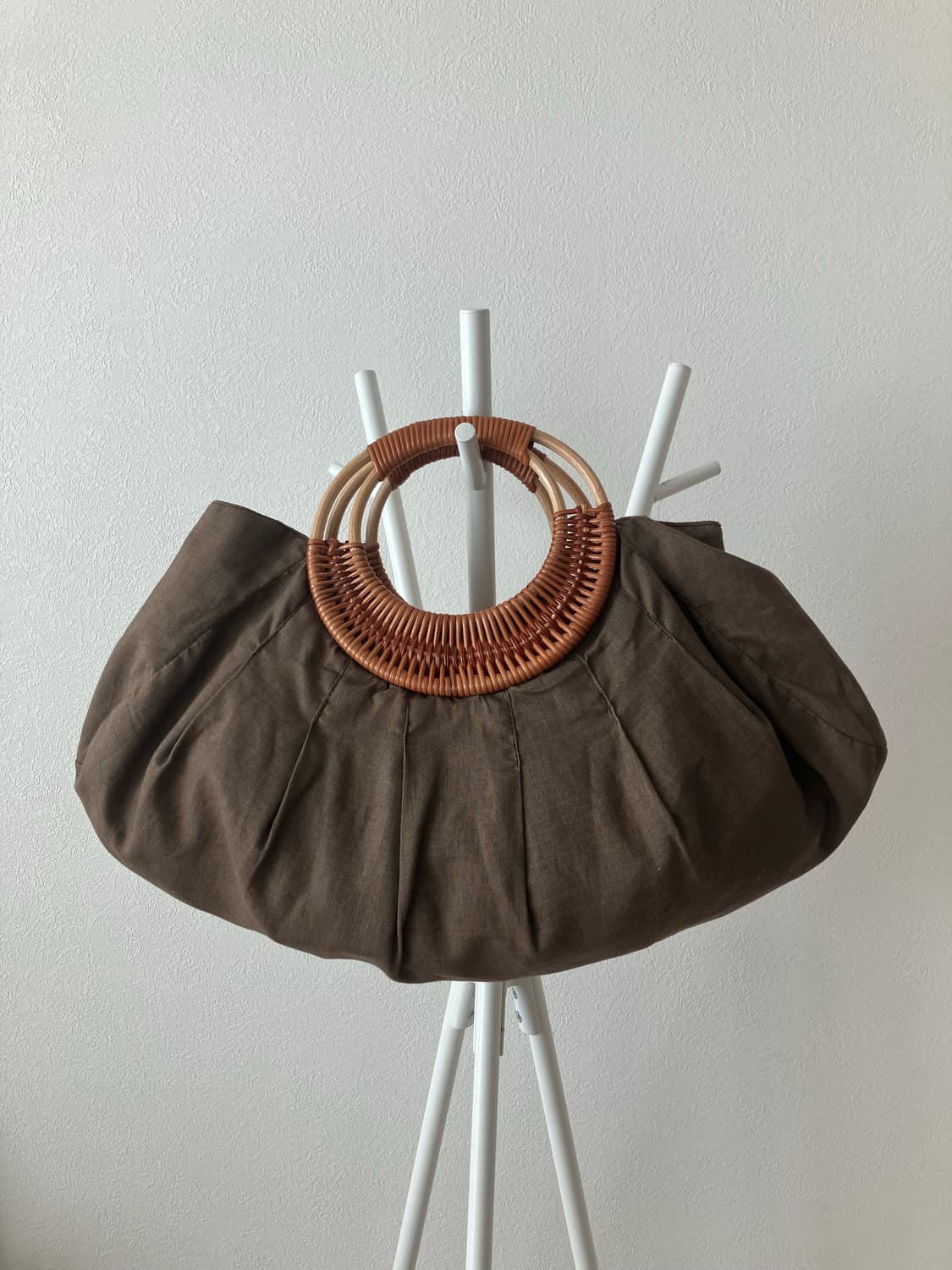 Studio clip 갈색 라탄 리본 손잡이가방 라탄백 에코백 천가방 상품이미지4