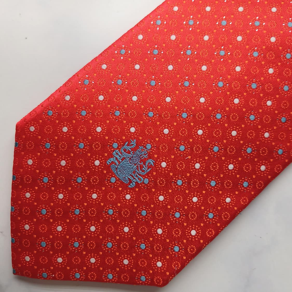 아쿠아스큐텀 실크 다홍 도트 패턴 넥타이 8.8cm S~A+등급 E934 상품이미지6