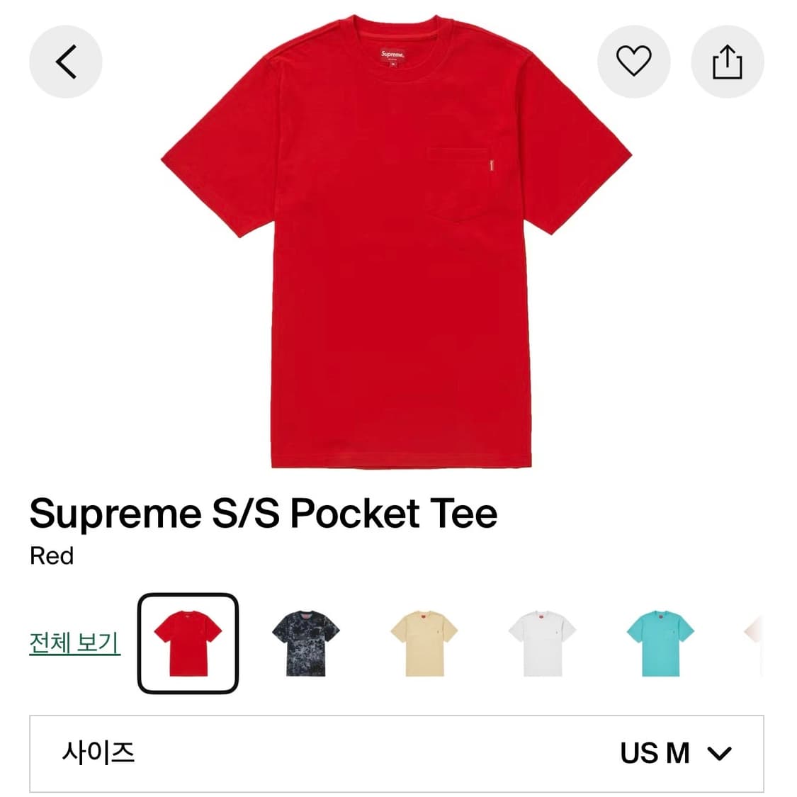2019SS 슈프림 포켓티 ‘레드’ 상품이미지9