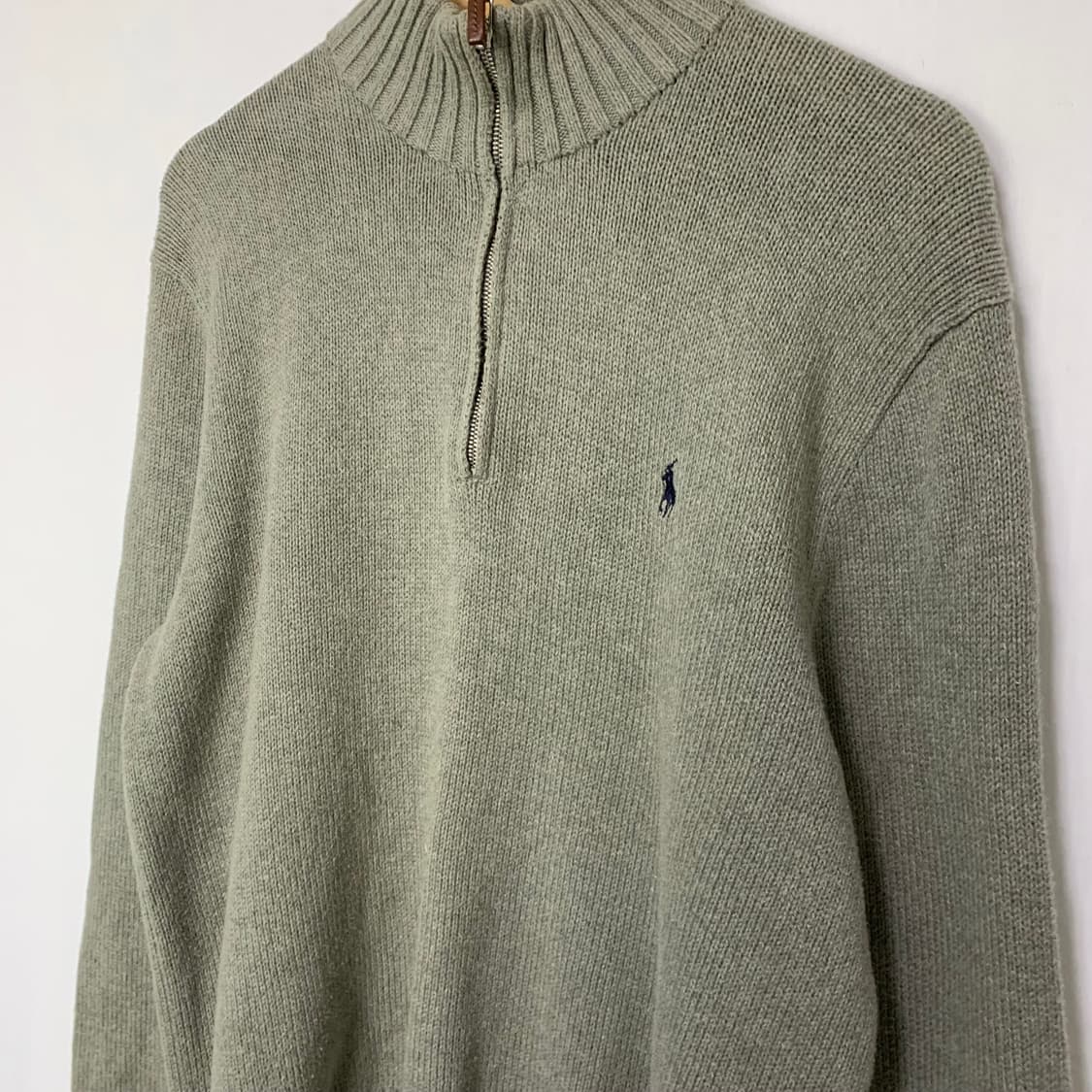 폴로랄프로렌 하프넥 반집업 빈티지 니트 올리브 베이지 L 상품이미지3