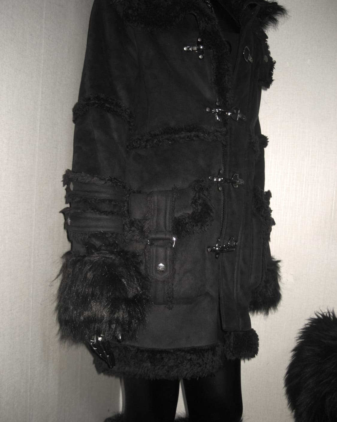 버클 퍼 후드 트리밍 코트 갸루 상품이미지8