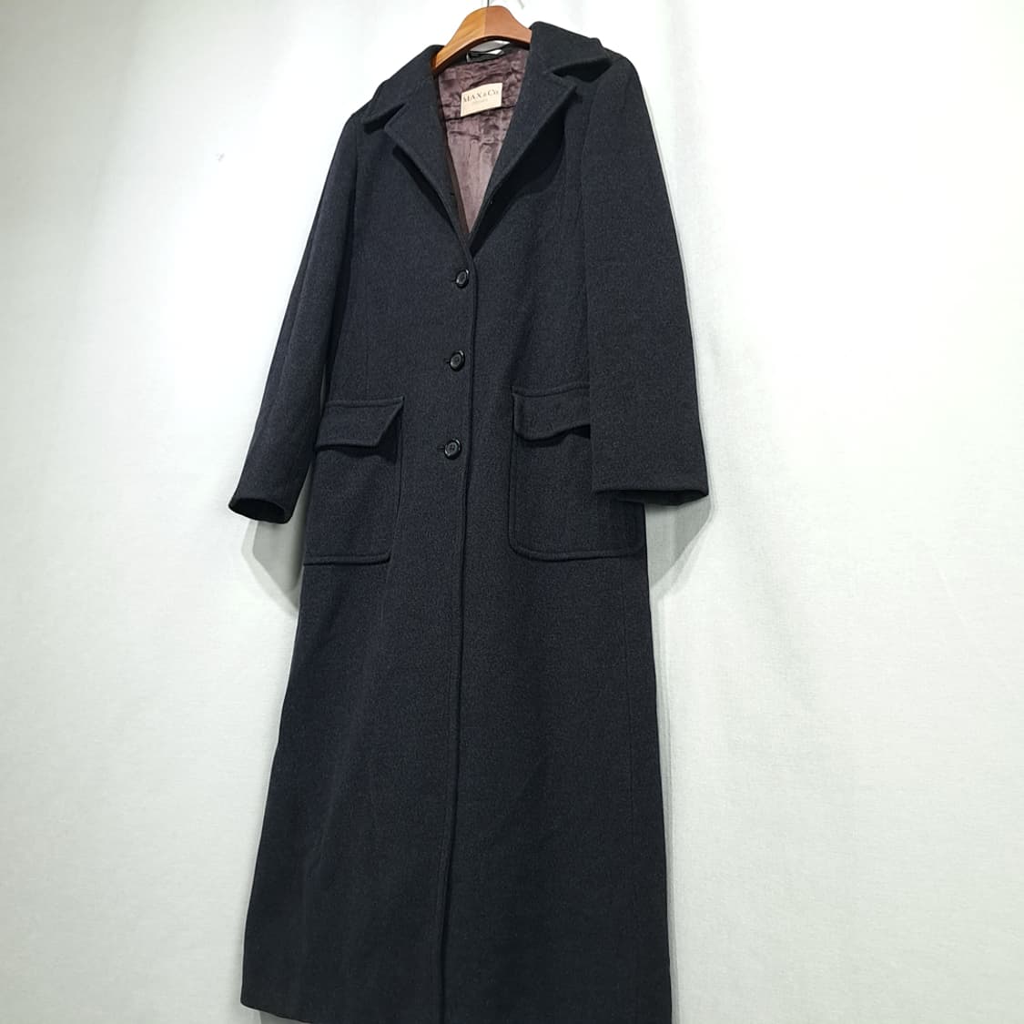 CL227 L 막스앤코 90s 이태리판 울캐시미어 차콜 코트 상품이미지9