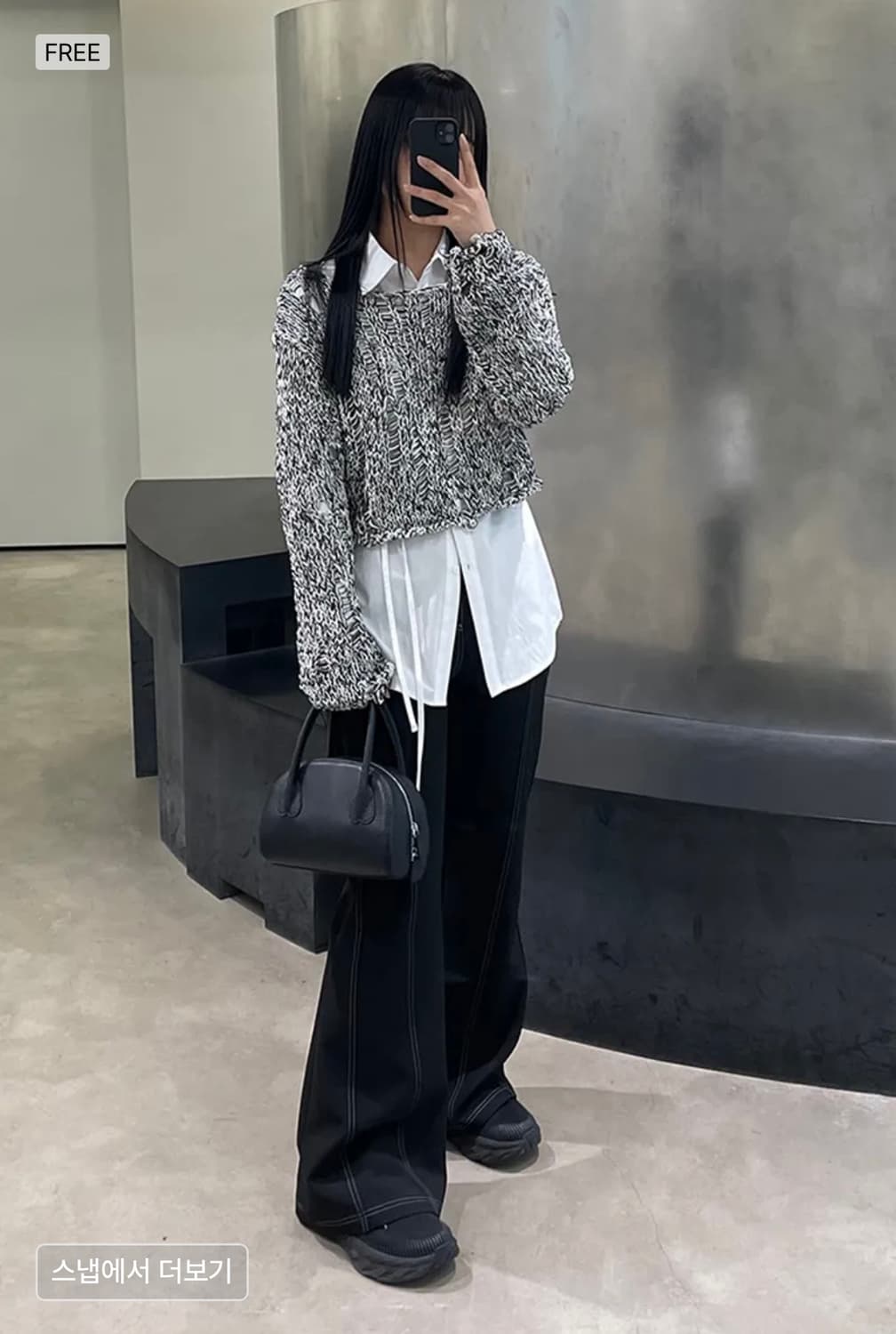 다이애그널 네팅 크롭 니트 상품이미지2