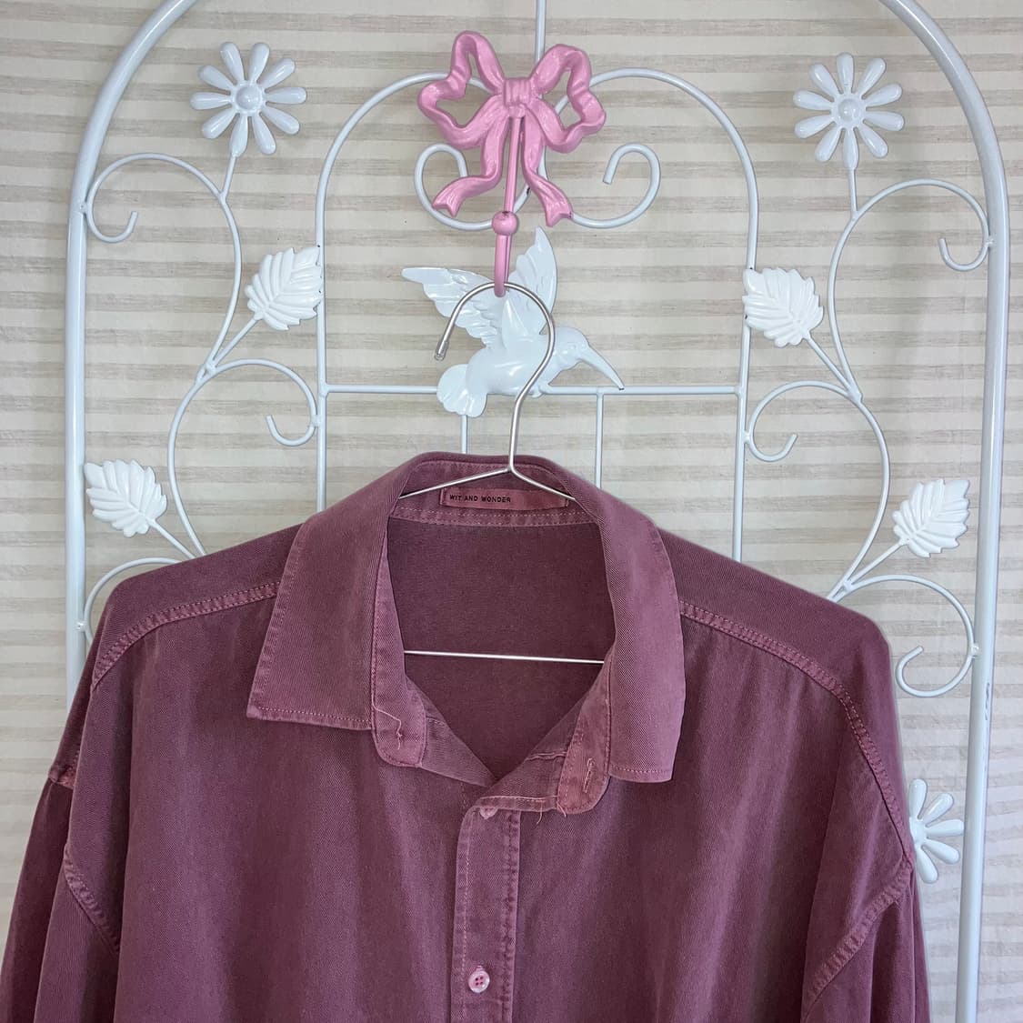 빈티지 피그먼트 긴팔 셔츠 y2k 스트릿 갸루 펑키459  fabric 상품이미지4