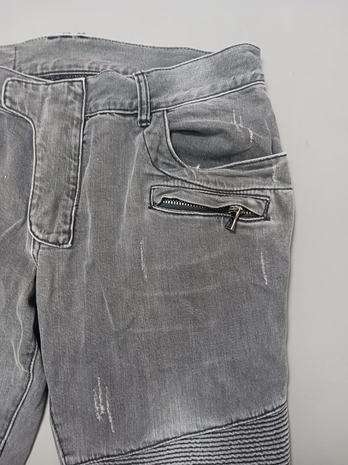 [34] 발망 그레이워싱 와이드 바이커진 청바지 상품이미지4