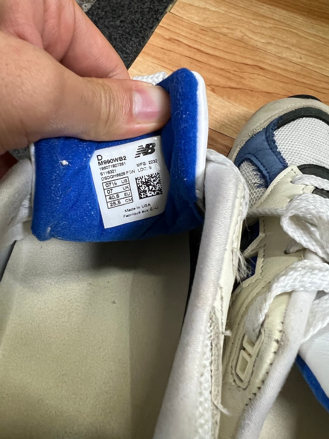 뉴발란스 990v2 화이트블루 255 상품이미지3