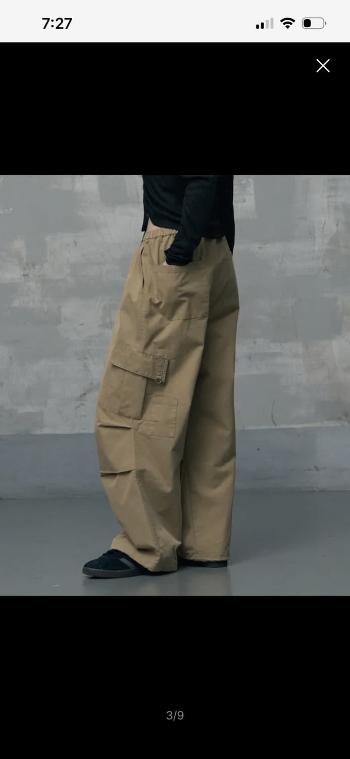 레더리 파라슈트 와이드 카고팬츠 베이지 L 상품이미지1