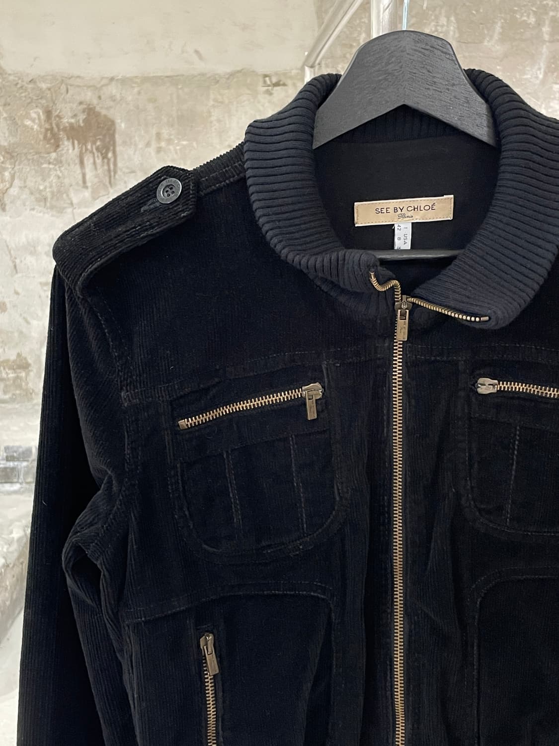 씨 바이 끌로에 블랙 유틸리티 코듀로이 봄버 자켓 상품이미지2