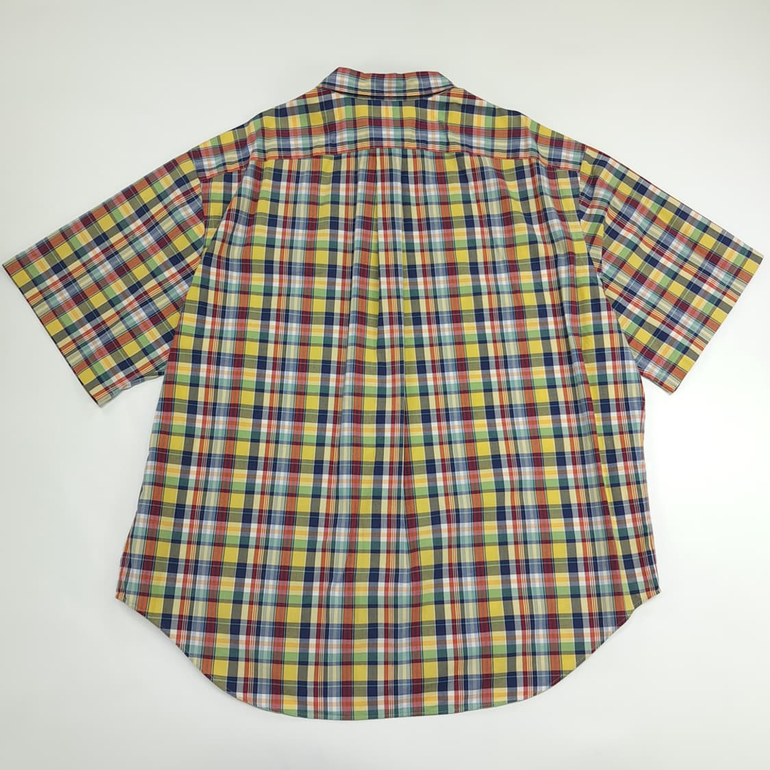 Co518 3XL Big 폴로 랄프로렌 엘로우네이비 매드라스 반팔 셔츠 상품이미지8