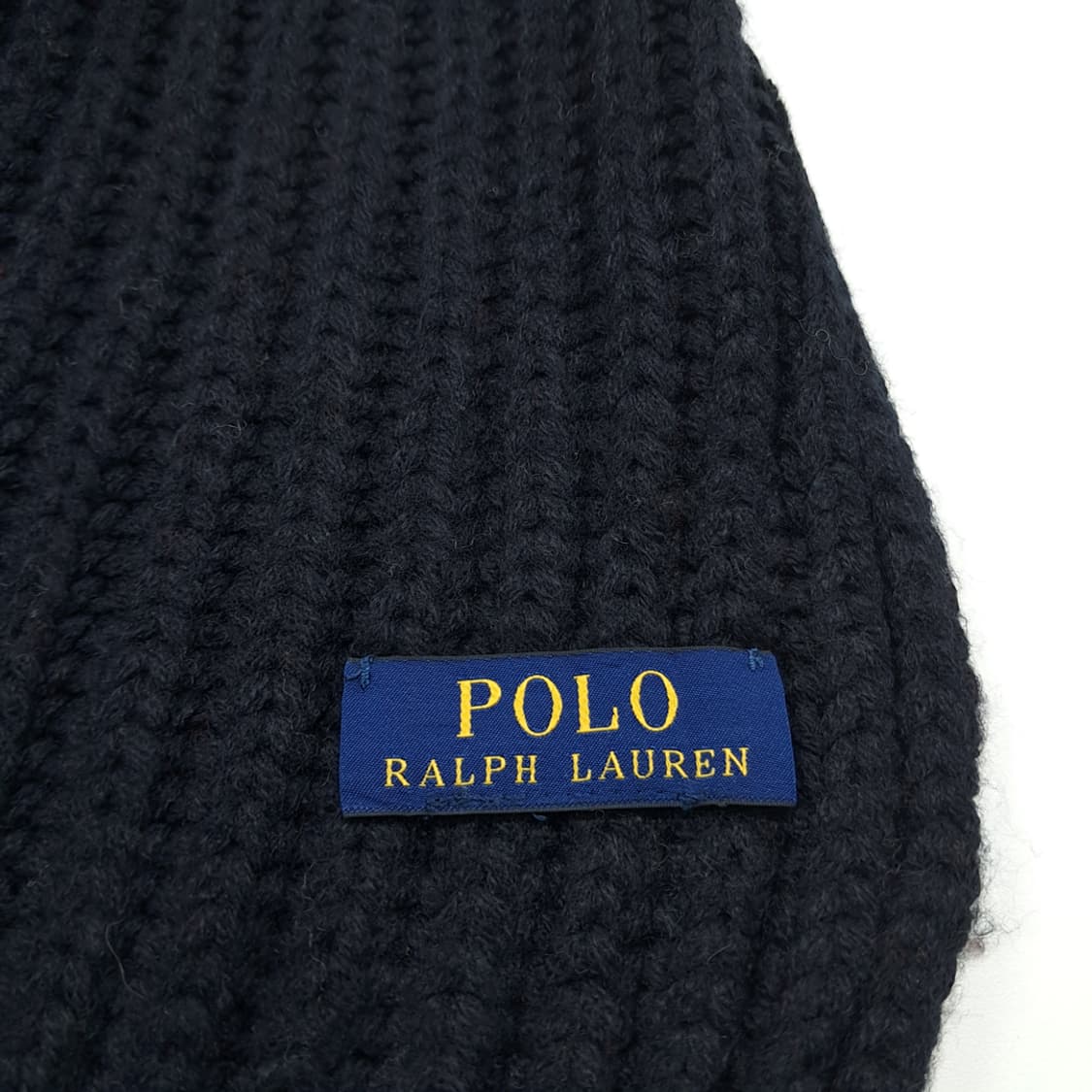 MX289 폴로 랄프로렌 블랙 리브드와플 니트 목도리 머플러 상품이미지6